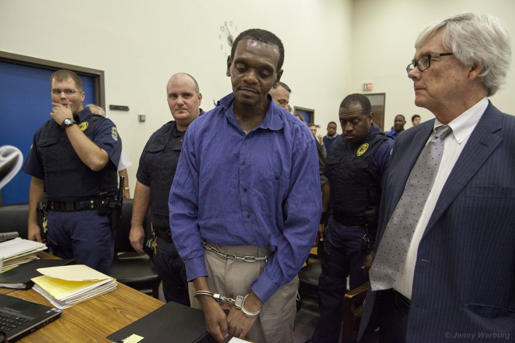 Henry McCollum, an innocent man who spent 30 years on North Carolina’s death row, was still shackled at the moment of his exoneration.
©jenny Warburg 